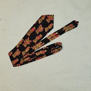 Addiction vintage bears print silk handmade neck tie